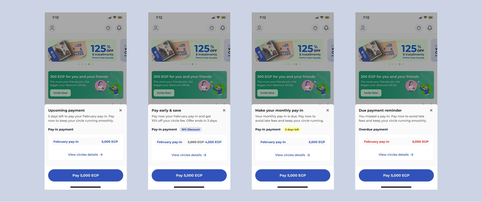 Four stages of the overdue payment reminder